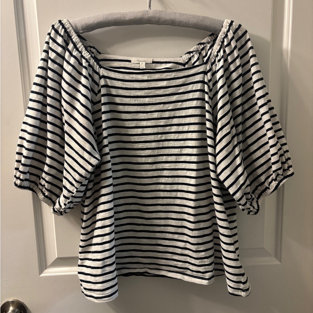 White and blue striped off shoulder top